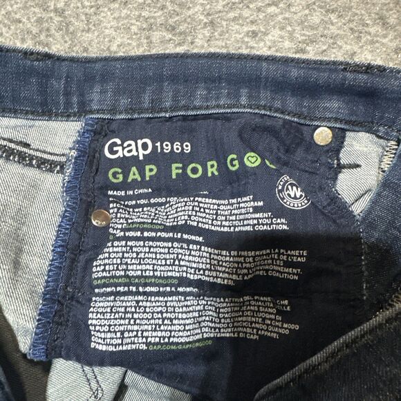 Gap‎ 1969 True Skinny Jeans 30R Super High Rise Dark Wash Blue Distressed - Picture 9 of 9